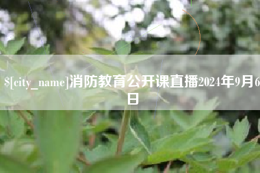 宁波消防教育公开课直播2024年9月6日